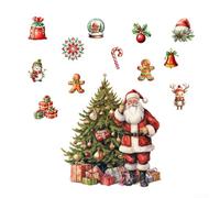 Calcomanías navideñas festivas de pared con Papá Noel, muñeco de nieve y reno, calcomanías extraíbles de PVC para paredes, ventanas y puertas para mejorar el ambiente festivo