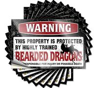 Calcomanías para advertencia de coche, «This Property is Protected By A Highly Trained Bearded Dragon1 Funny Sticker 10 Pcs Car Stickers Christmas Kawaii Car Stickers» (8 x 12 cm)