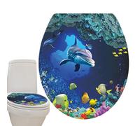 Calcomanías para asiento de inodoro bajo el mar, autoadhesivas, para asiento de inodoro, con tema de mar, decoración del hogar, calcomanías de ventana, decoración moderna de PVC para superficies lisas