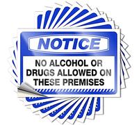 Calcomanías para automóviles que no se permiten alcohol ni drogas en estas instalaciones, 10 calcomanías para parachoques (12 x 18 cm)