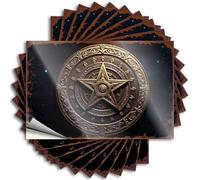 Calcomanías para autos, brújula dorada con diseño de estrella sobre fondo oscuro, 10 calcomanías divertidas (12 x 18 cm)