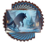 Calcomanías para autos, diseño de lobo de pesadilla antes de casas embrujadas, 10 calcomanías para caja de herramientas y calcomanías de broma (8 x 12 cm)