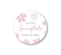 Calcomanías para baby shower con texto en inglés "A Little Snowflake is On The Way", 60 etiquetas (rosa)