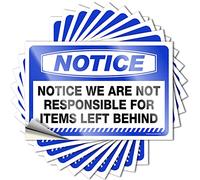 Calcomanías para caja de herramientas, aviso de aviso, no somos responsables de los artículos que quedan atrás, 10 calcomanías divertidas de advertencia para adultos para automóviles (12 x 18 cm)