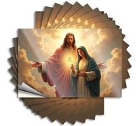 Calcomanías para caja de herramientas, calcomanías de Jesús y María en la gloria celestial, 10 unidades, calcomanías de Navidad para coche, divertidas (12 x 18 cm)