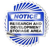 Calcomanías para coche, aviso de investigación y desarrollo, 10 unidades de calcomanías de coche (8 x 12 cm)