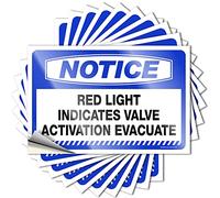 Calcomanías para coche, aviso de luz roja, indican la activación de la válvula, calcomanías de evacuación, 10 unidades, letreros sarcásticos (12 x 18 cm)