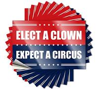 Calcomanías para coche de Donald Trump, mercancía de regalos, Elect A Clown Expect A Circus, calcomanía divertida para parachoques de Trump, calcomanías de broma para coche (6 x 9 cm)