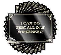 Calcomanías para coche, decoración de biblioteca, botella de agua laminada, impermeable, con texto en inglés "I Can Do This All Day Superhero/Custom Bumper Stickers for Cars" (12 x 18 cm, 2 unidades)