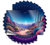 Calcomanías para coche, diseño de paisaje vibrante del desierto bajo un cielo estrellado, 10 calcomanías divertidas para coche (6 x 9 cm)