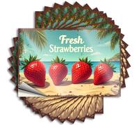 Calcomanías para coche, fresas frescas en la playa: una delicia tropical, 10 calcomanías divertidas para coche, letrero de cueva de hombre divertido (6 x 9 cm)