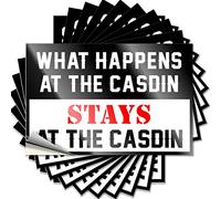 Calcomanías para coches What Happens at The Casdin Stays at The Funny Sticker 10 Pcs Broma Stickers Man Cave Sign Funny (12 x 18 cm)