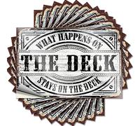 Calcomanías para coches What Happens On The Deck Stays On The Funny Sticker 10 Pcs Cave Door Sign Man Cave Sign Funny (6 x 9 cm)