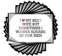Calcomanías para decoración de bar para el hogar, con texto en inglés "I Love My Sexy Wife But Sometimes I Wanna Square Up for Men" (12 x 18 cm)