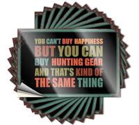 Calcomanías para decoración de campo para el hogar | Casco motivacional que no puedes comprar felicidad pero puedes comprar equipo de caza para caza (8 x 12 cm)