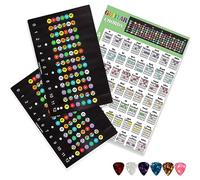 Calcomanías para diapasón de guitarra, con tabla de acordes de guitarra, calcomanías de notas codificadas por colores, herramientas de guitarra para práctica de aprendizaje, ajuste de guitarra de 6