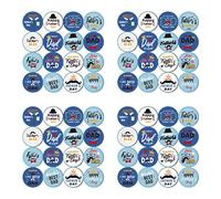 Calcomanías para el Día del Padre, 64 piezas/4 hojas de sombrero, barba, letras, calcomanías artísticas para tarjetas de felicitación