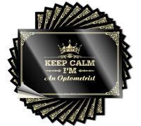 Calcomanías para parachoques con texto en inglés «Keep Calm I'm an Optometrist», paquete de calcomanías de advertencia para dormitorio (6 x 9 cm)