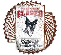Calcomanías para parachoques con texto en inglés "Keep Gate Closed No Matter What The Chihuahua Say Funny Sticker 10 Pcs Stickers for Cars Tool Decal" (8 x 12 cm)