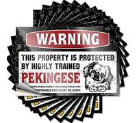 Calcomanías para parachoques con texto en inglés "Warning This Property is Protected by A Highly Trained Pekines", 10 unidades, accesorios de bar, calcomanías de coche para mujer (6 x 9 cm)