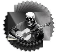 Calcomanías para parachoques de calavera tocando la guitarra con capucha, 10 calcomanías divertidas para parachoques para adultos (12 x 18 cm)