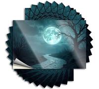 Calcomanías para parachoques de un camino espeluznante bajo una luna llena, 10 calcomanías divertidas para parachoques para adultos (12 x 18 cm)