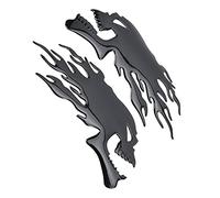 Calcomanías para tanque de gasolina, calcomanía 3D para tanque de combustible, 2 piezas, calavera de llama universal para decoraciones(B (negro))
