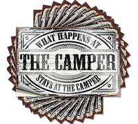 Calcomanías para tu coche What Happens at The Camper Stays at The Funny Sticker 10 Pcs Stickers for Cars Bar Rules Sign (12 x 18 cm)