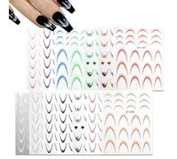 Calcomanías para Uñas de Punta Francesa - 14 Hojas de Esmalte en Gel para Uñas - Guía De Pegatinas De Punta Francesa Degradado - Para Mujeres Niñas Principiantes Hogar Salón Viaje Rutina Diaria Aseo