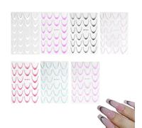 Calcomanías Para Uñas Francesas | Adhesivos De Punta Francesa Para Uñas | 7 Láminas De Calcomanías Vibrantes Para Arte En | Para Mujeres Y Niñas En Casa O Salón