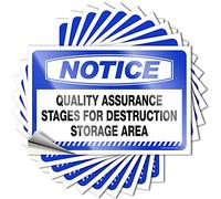 Calcomanías para ventana de coche, aviso de etapas de garantía de calidad para destrucción, calcomanías de área de almacenamiento, 10 unidades, calcomanías divertidas para decoración del hogar (12 x