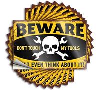 Calcomanías para ventana de coche, calavera y llaves: Don't Touch My Tools! 10 unidades, accesorios de bar, calcomanías de broma para adultos (12 x 18 cm)