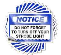 Calcomanías para ventana de coche, con texto en inglés "No olvides apagar tu luz estroboscópica", 10 unidades, calcomanías divertidas para decoración del hogar (6 x 9 cm)