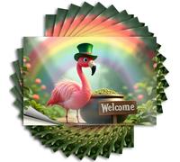 Calcomanías para ventana de coche, con texto en inglés "Welcome to The Rainbow Paradise" con un sombrero de flamenco, 10 calcomanías traviesas para adultos, divertidas (8 x 12 cm)