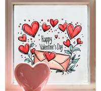 Calcomanías para ventana del día de San Valentín, diseño vibrante de doble cara, 30 x 30 cm, calcomanías de sobre para vidrio, decoraciones de ventanas, reutilizables, extraíbles para dormitorio, sala