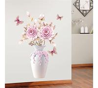 Calcomanías Pared Mariposa Jarrón Peonía Rosa Estilo Chino,Decoración Pared Porche La Sala De Estar Dormitorio,Pegatina Pared Con Apliques Flores