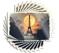 Calcomanías personalizadas para decoración de habitación de hombre, casco impermeable París iluminado por la luna: silueta de la Torre Eiffel contra luna llena para Hydro Flask | Calcomanías de vinilo