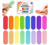 Calcomanías sensoriales para niños, paquete de 16 tiras texturizadas para calma de escritorio con 4 patrones táctiles, TDAH, artículos para aliviar la ansiedad, herramientas sensoriales para la