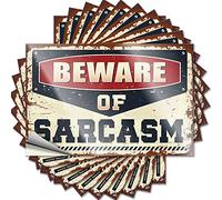 Calcomanías vintage decorativas de vinilo impermeable para ventana con texto en inglés "Beware of Sarcasm" (6 x 9 cm)
