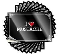 Calcomanías Western Indie impermeables con texto en inglés "I Love Mustache Window Autoadhesivas para uso exterior (12 x 18 cm)