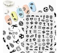 Calcomanías Y Autoadherentes Calcomanía De Uñas Con Estampado De Fútbol De Estilo Deportivo Calcomanía De Uñas Semipermanente 3D,Color-02,2 Piezas