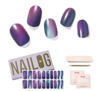Calcomanías y Autoadherentes para Uñas, 20Pcs Semi Cured Nail Polish Stickers, Envolturas de uñas de Larga Duración para Mujeres con Acabado de Gel Suave, Kit de Tiras de Nail Art, Aurora