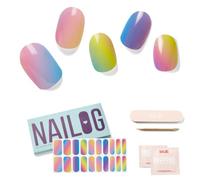 Calcomanías y Autoadherentes para Uñas, 20Pcs Semi Cured Nail Polish Stickers, Envolturas de uñas de Larga Duración para Mujeres con Acabado de Gel Suave, Kit de Tiras de Nail Art, Rainbow