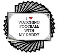 Calcomanías y calcomanías con texto en inglés "I Love Watching Football with My Daddy" (12 x 18 cm)