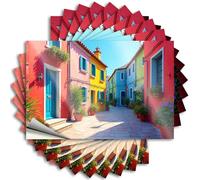 Calcomanías y calcomanías de casco duro coloridas calles de Burano: un paraíso veneciano, 10 calcomanías y calcomanías divertidas para el hogar y bar (6 x 9 cm)