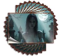 Calcomanías y calcomanías de casco duro Haunting Moonlit Cemetery: A Gothic Fantasy Scene Stickers 10pcs Inapropiado Pegatinas Man Cave Funny Signs (8 x 12 cm)