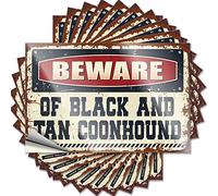 Calcomanías y calcomanías de sombrero duro con texto en inglés "Beware of Black and Tan Coonhound", 10 piezas divertidas de letreros de bar para el hogar, herramienta de bar (8 x 12 cm)