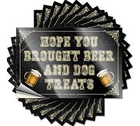 Calcomanías y calcomanías de sombrero duro con texto en inglés "Hope You Brought Beer and Dog Treats", 10 calcomanías de broma para adultos y hombres (6 x 9 cm)