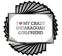 Calcomanías y calcomanías de sombrero duro con texto en inglés "I Love My Crazy Nicaraguan Girlfriend", decoración de cueva de hombre y accesorios divertidos (6 x 9 cm)