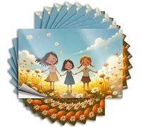 Calcomanías y calcomanías de sombrero duro con tres amigos caminando de la mano a través de un campo de flores, 10 calcomanías inapropiadas, letreros divertidos de cueva de hombre (8 x 12 cm)